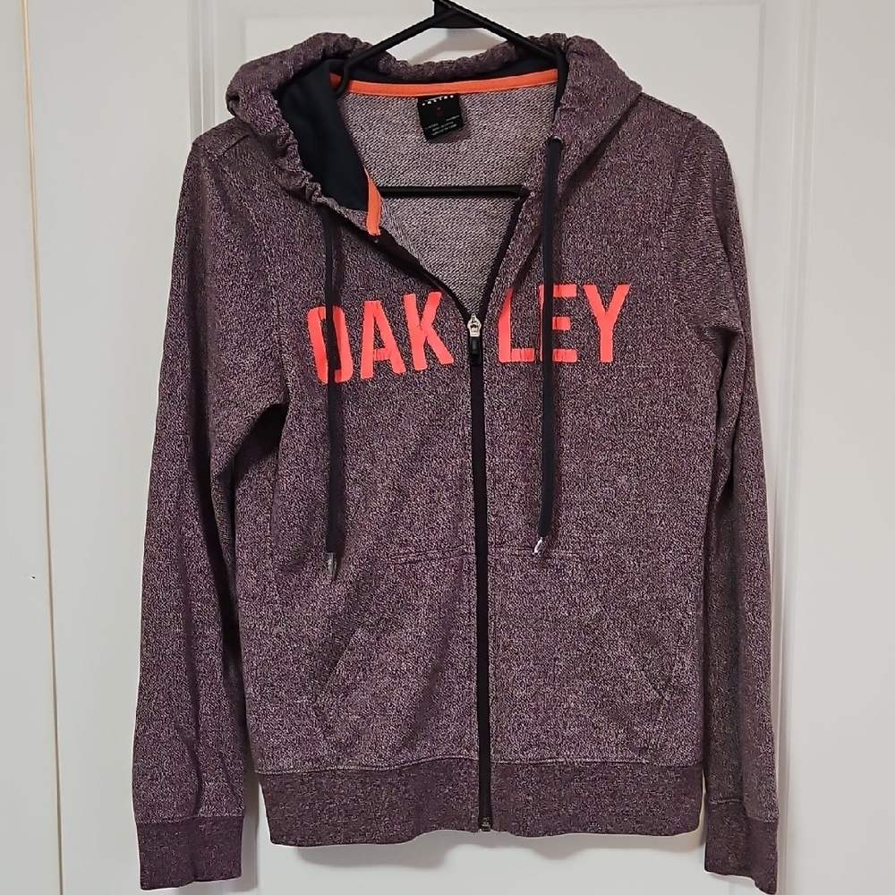 Oakley Purple Heather Zip Hoodie with Coral Logo